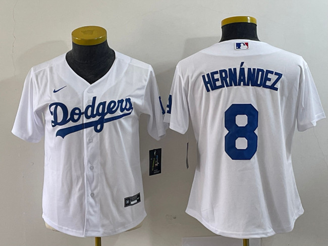 Youth Los Angeles Dodgers #8 Enrique Hernández White Stitched Baseball Jersey