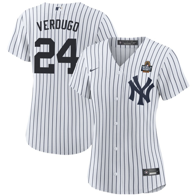 Women's New York Yankees #24 Alex Verdugo White 2024 World Series Cool Base Stitched Baseball Jersey(Run Small)