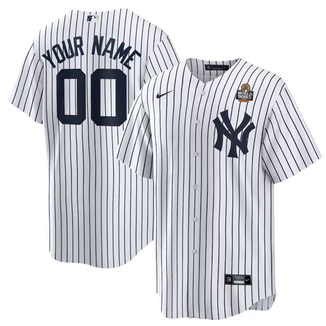 Men's New York Yankees Custom White 2024 World Series Cool Base Stitched Baseball Jersey