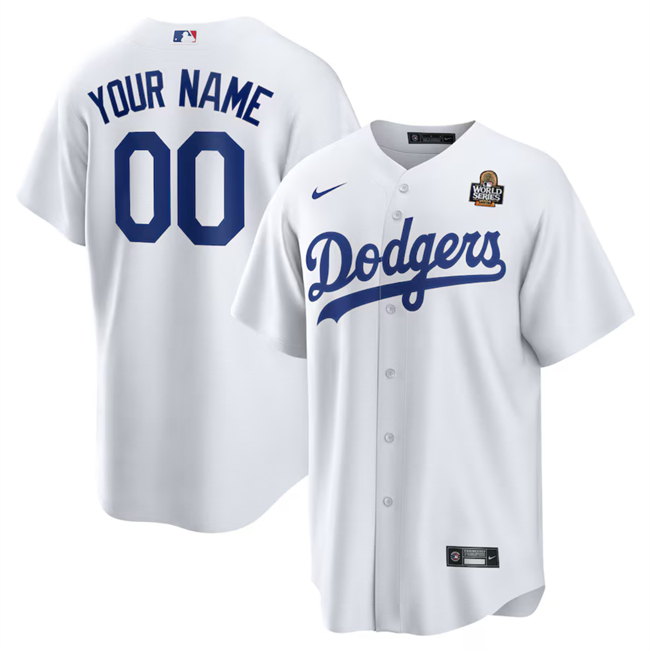 Men's Los Angeles Dodgers Custom White 2024 World Series Cool Base Stitched Baseball Jersey