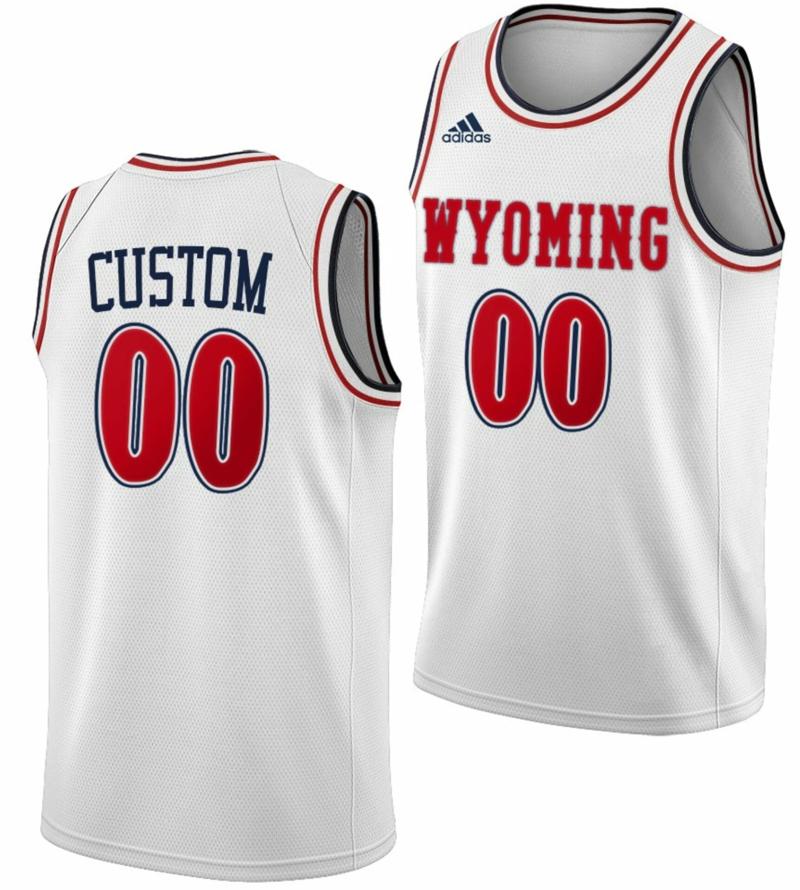 Men's Custom Adidas Wyoming Cowboys Jersey Name and Number College Basketball White