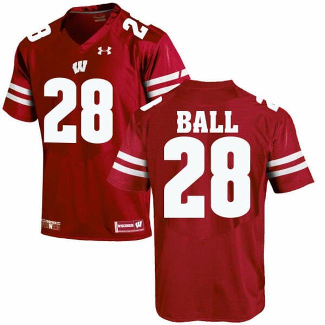 Men's Wisconsin Badgers #28 Montee Ball College Football Jersey Red