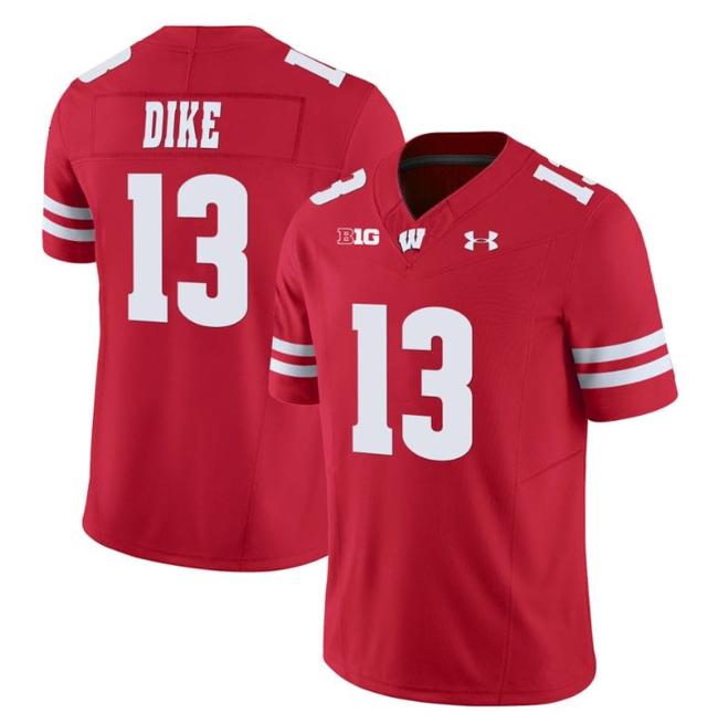 Men's Chimere Dike Jersey #13 Wisconsin Badgers Vapor Limited College Football Red