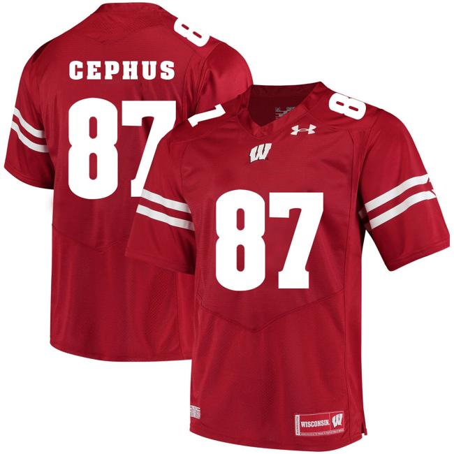 Men's Wisconsin Badgers #87 Quintez Cephus College Football Jersey Red