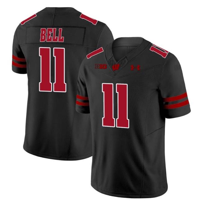 Men's Skyler Bell Jersey #11 Wisconsin Badgers Vapor Limited College Football Black