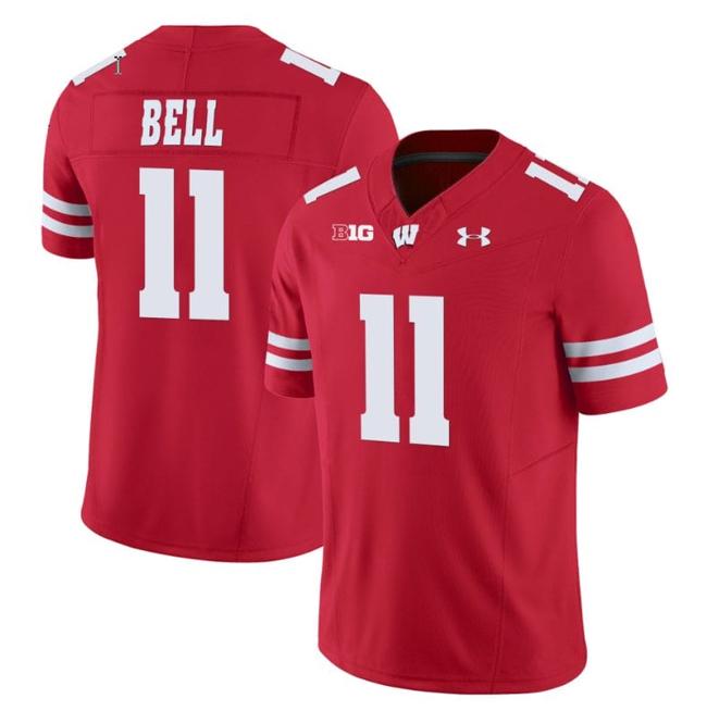 Men's Skyler Bell Jersey #11 Wisconsin Badgers Vapor Limited College Football Red