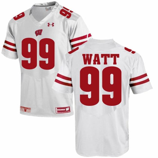 Men's Wisconsin Badgers #99 JJ Watt NCAA College Football Jersey White