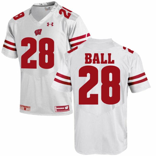 Men's Wisconsin Badgers #28 Montee Ball College Football Jersey White