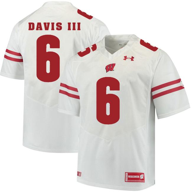 Men's Wisconsin Badgers #6 Danny Davis III College Football Jersey White