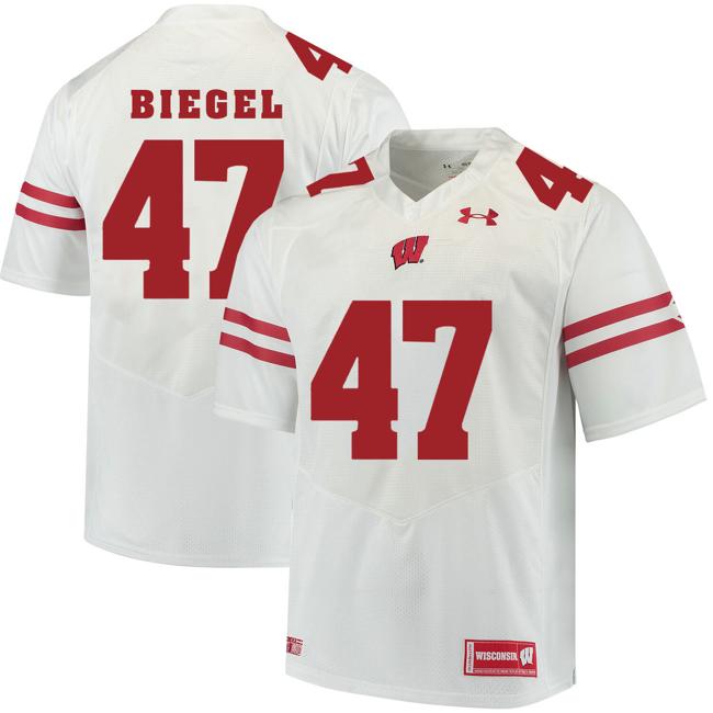 Men's Wisconsin Badgers #47 Vince Biegel NCAA College Football Jersey White