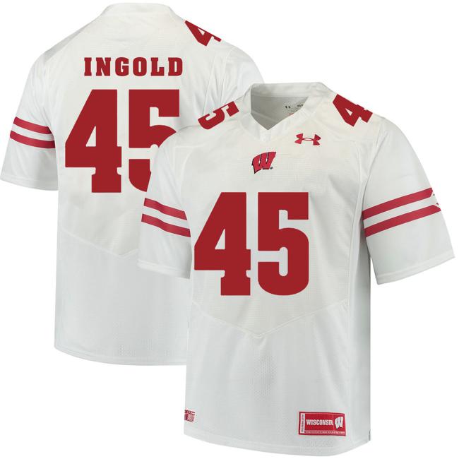 Men's Wisconsin Badgers #45 Alec Ingold College Football Jersey White