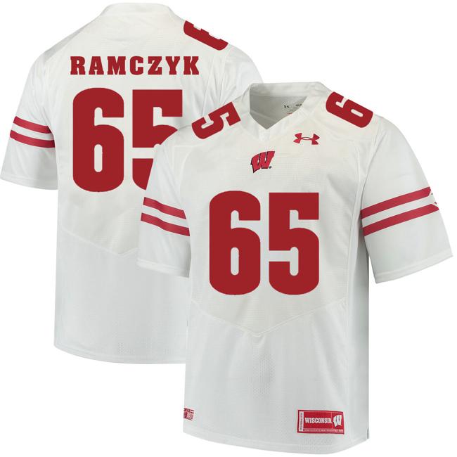 Men's Wisconsin Badgers #65 Ryan Ramczyk College Football Jersey White