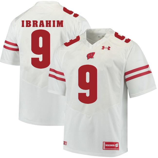 Men's Wisconsin Badgers #9 Rachid Ibrahim College Football Jersey White