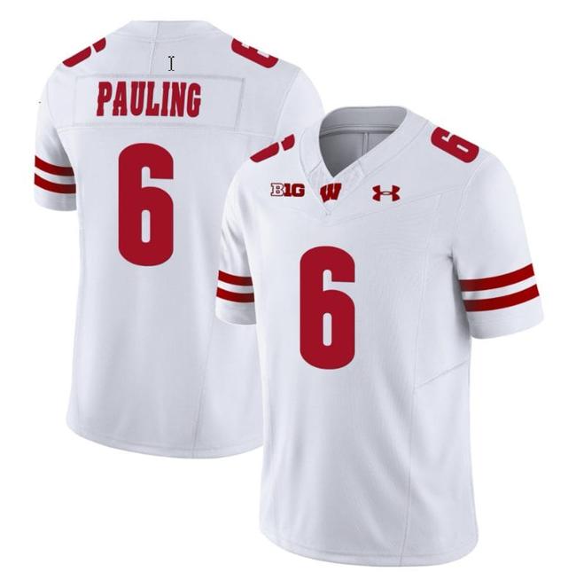 Men's Will Pauling Jersey #6 Wisconsin Badgers Vapor Limited College Football White