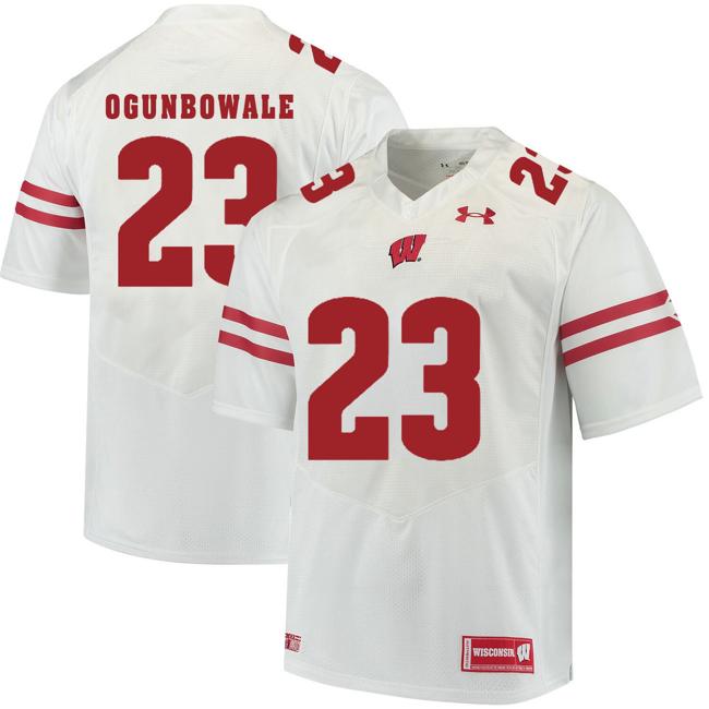 Men's Wisconsin Badgers #23 Dare Ogunbowale College Football Jersey White