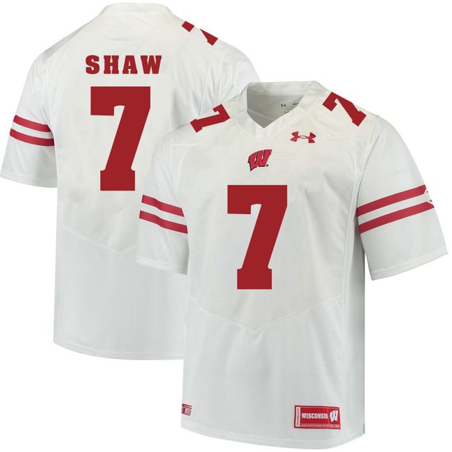 Men's Wisconsin Badgers #7 Bradrick Shaw College Football Jersey White