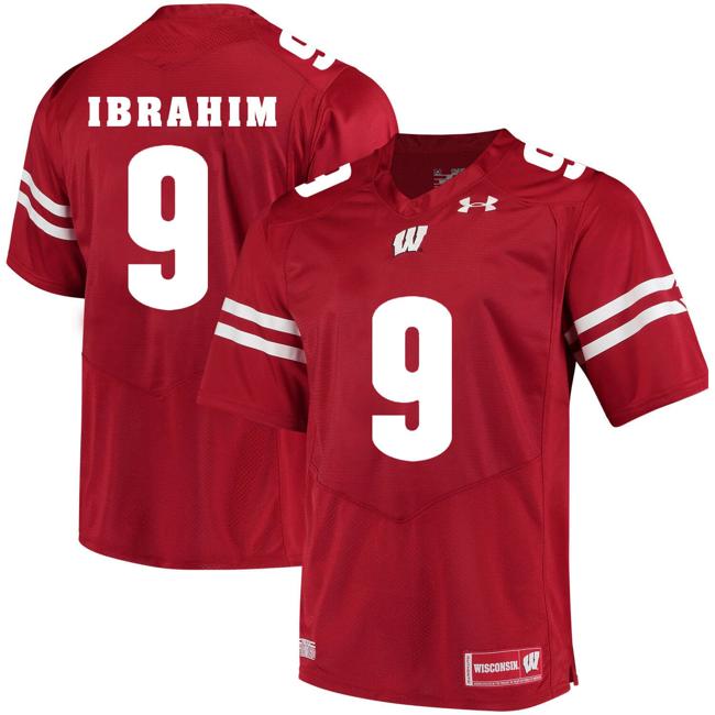 Men's Wisconsin Badgers #9 Rachid Ibrahim College Football Jersey Red