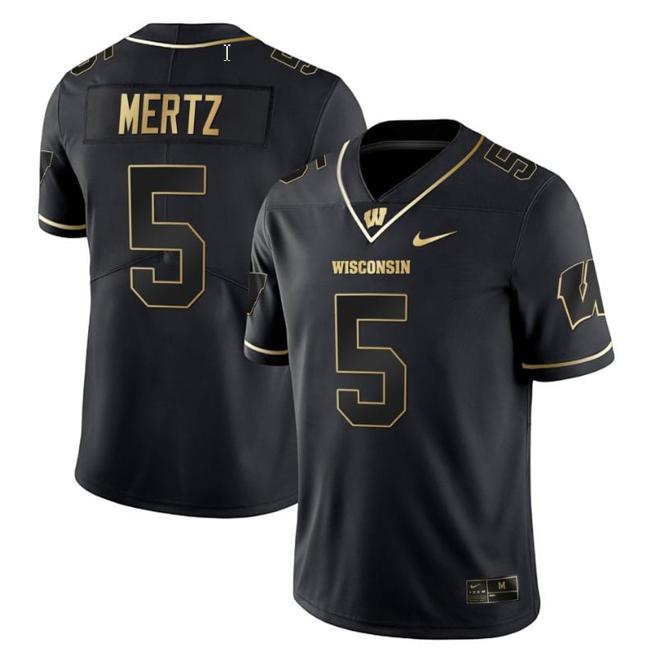 Men's Graham Mertz Jersey #5 Wisconsin Badgers Gold Vapor College Football Black Gold