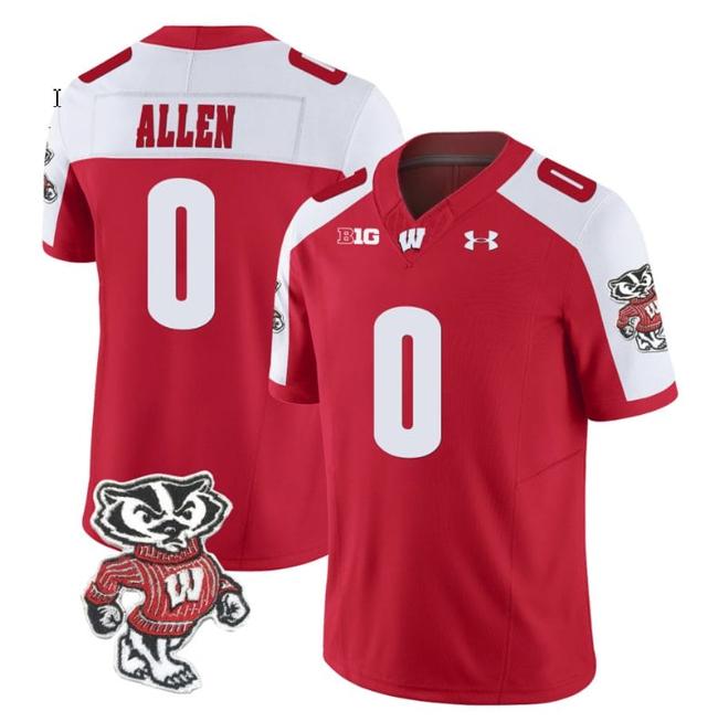 Men's Braelon Allen Jersey #0 Wisconsin Badgers Vapor Limited College Football Red Alternate