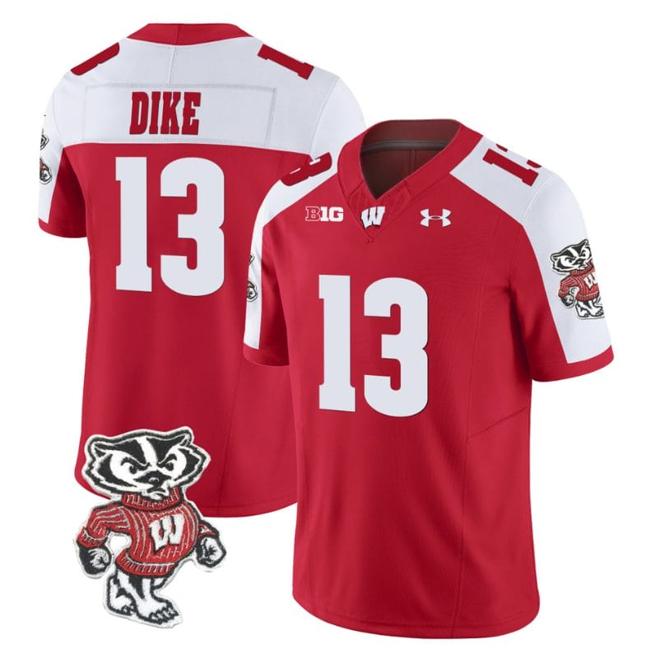 Men's Chimere Dike Jersey #13 Wisconsin Badgers Vapor Limited College Football Red Alternate