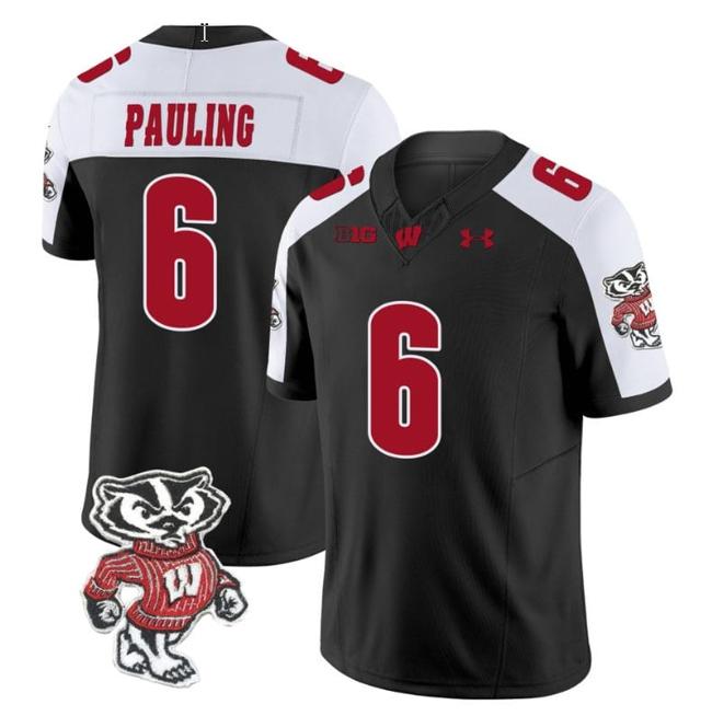 Men's Will Pauling Jersey #6 Wisconsin Badgers Vapor Limited College Football Black Alternate