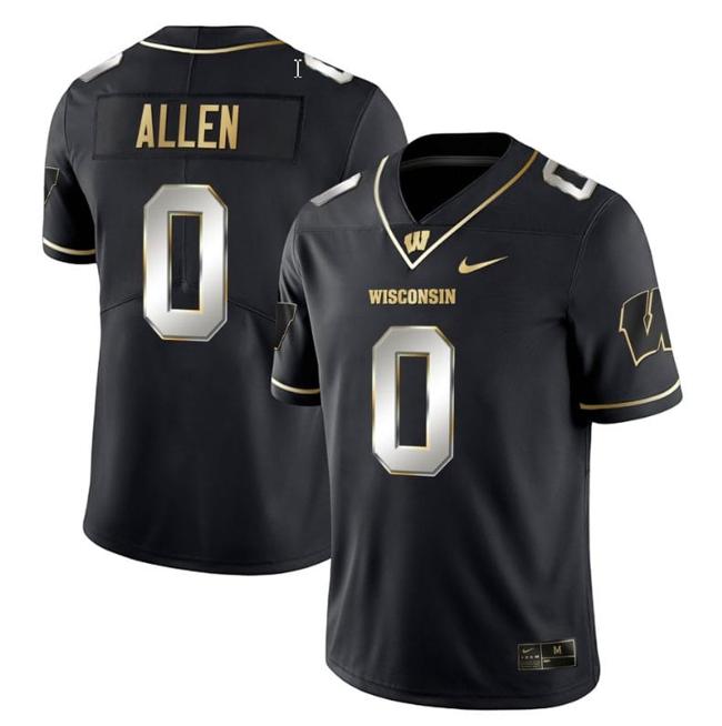 Men's Braelon Allen Jersey #0 Wisconsin Badgers Gold Vapor College Football Black Limited