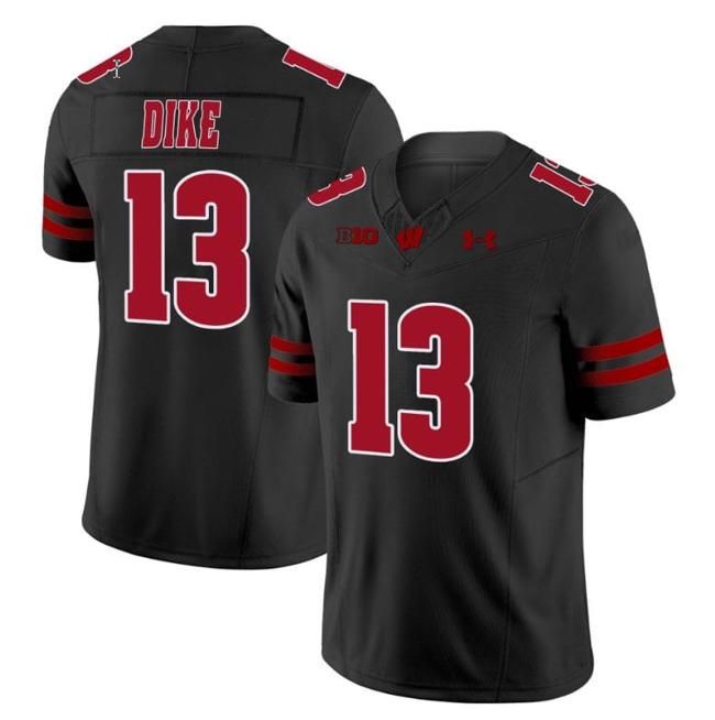 Men's Chimere Dike Jersey #13 Wisconsin Badgers Vapor Limited College Football Black