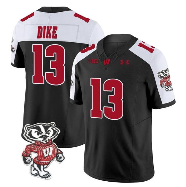 Men's Chimere Dike Jersey #13 Wisconsin Badgers Vapor Limited College Football Black Alternate