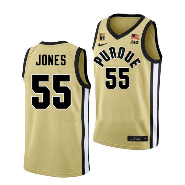 Men's Nike Lance Jones Jersey #55 Purdue Boilermakers College Basketball Gold