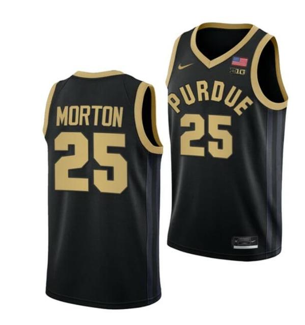 Men's Nike #25 Ethan Morton Jersey Purdue Boilermakers College Basketball Jerseys Black