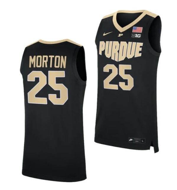 Men's Nike #25 Ethan Morton Jersey Purdue Boilermakers College Basketball Jerseys Black 2022