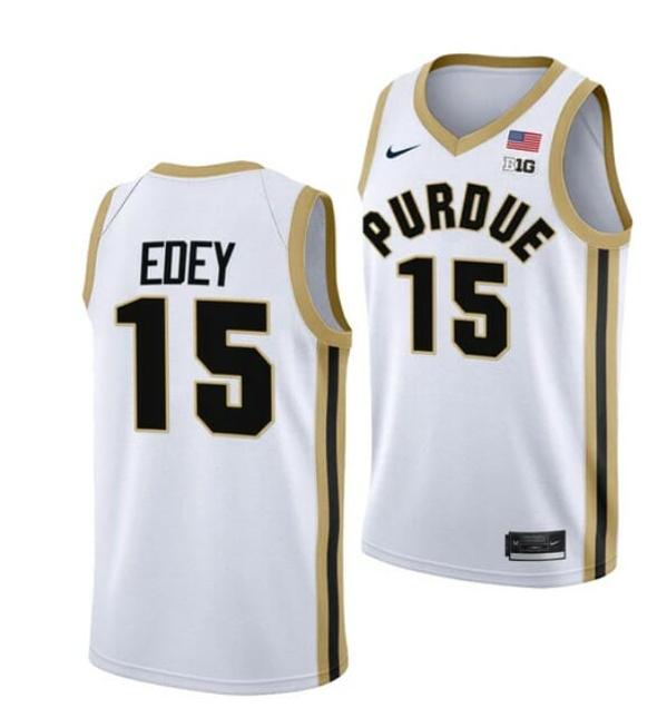 Men's Nike #15 Zach Edey Jersey Purdue Boilermakers College Basketball Jerseys White