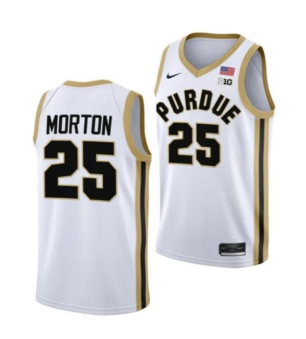 Men's Nike #25 Ethan Morton Jersey Purdue Boilermakers College Basketball Jerseys White