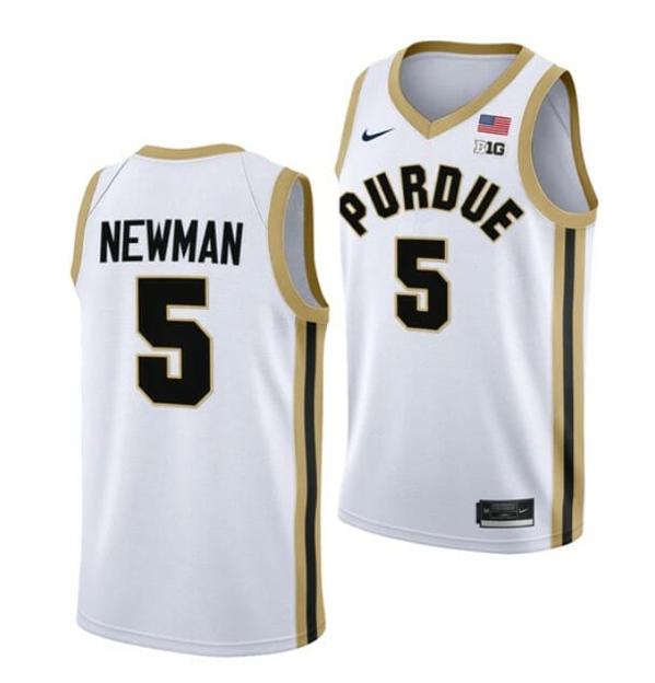 Men's Nike #5 Brandon Newman Jersey Purdue Boilermakers College Basketball Jerseys White