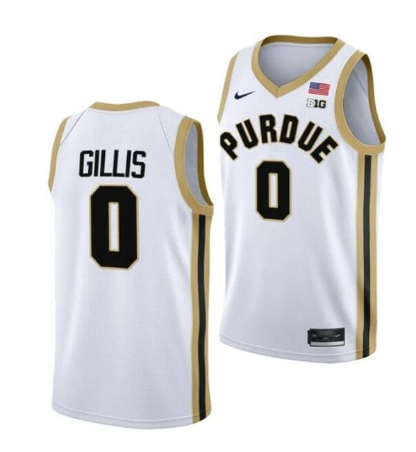 Men's Nike #0 Mason Gillis Jersey Purdue Boilermakers College Basketball Jerseys White