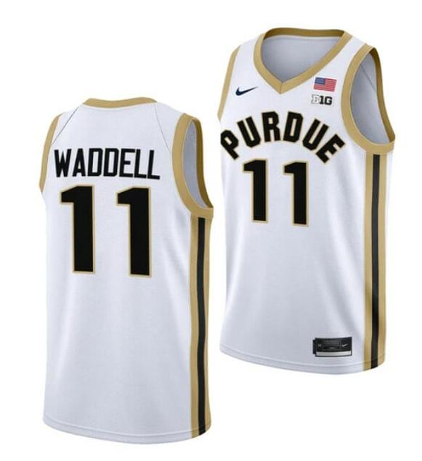 Men's Nike #11 Brian Waddell Jersey Purdue Boilermakers College Basketball Jerseys White