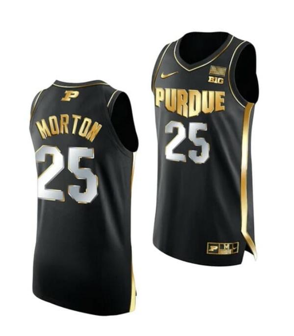 Men's Nike #25 Ethan Morton Jersey Purdue Boilermakers College Basketball Jerseys Black Golden