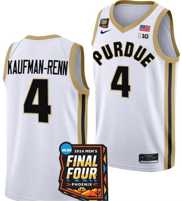 Men's Nike Trey Kaufman Renn Jersey #4 Purdue Boilermakers 2024 NCAA March Madness Final Four Basketball White