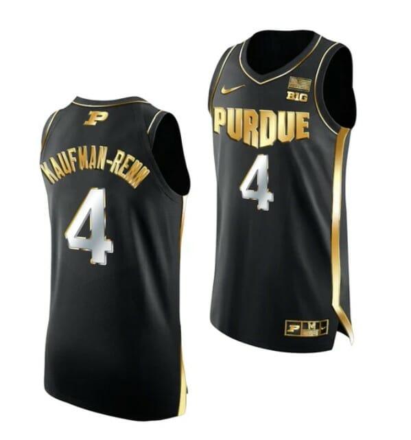 Men's Nike #4 Trey Kaufman Renn Jersey Purdue Boilermakers College Basketball Jerseys Black Golden