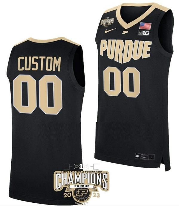 Men's Nike Custom Purdue Boilermakers Jersey College Basketball Champs Logo Black