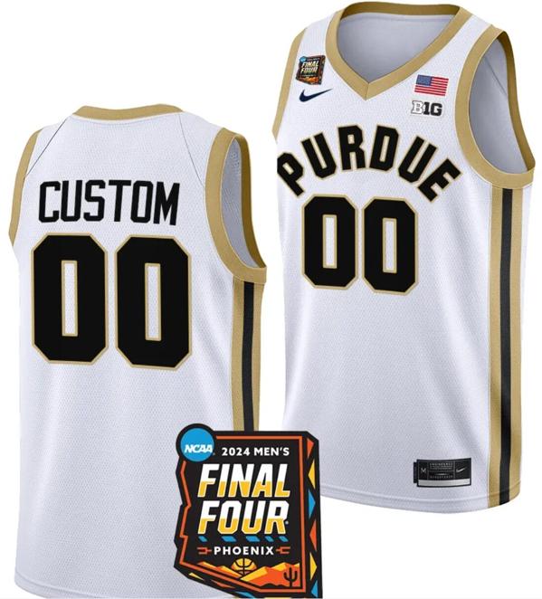 Men's Nike Custom Purdue Boilermakers Jersey Name and Number 2024 NCAA March Madness Final Four Basketball White