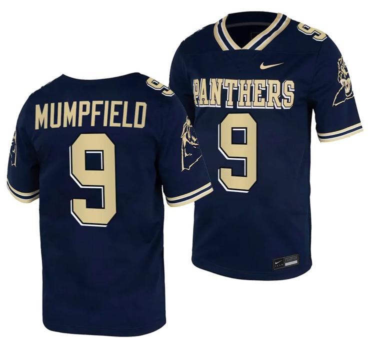 Men's Pitt Panthers Konata Mumpfield Jersey #9 Navy College Football Replica Uniform