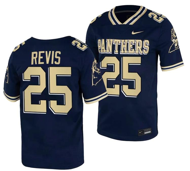 Men's Pitt Panthers Darelle Revis Jersey #25 Navy College Football Replica Uniform