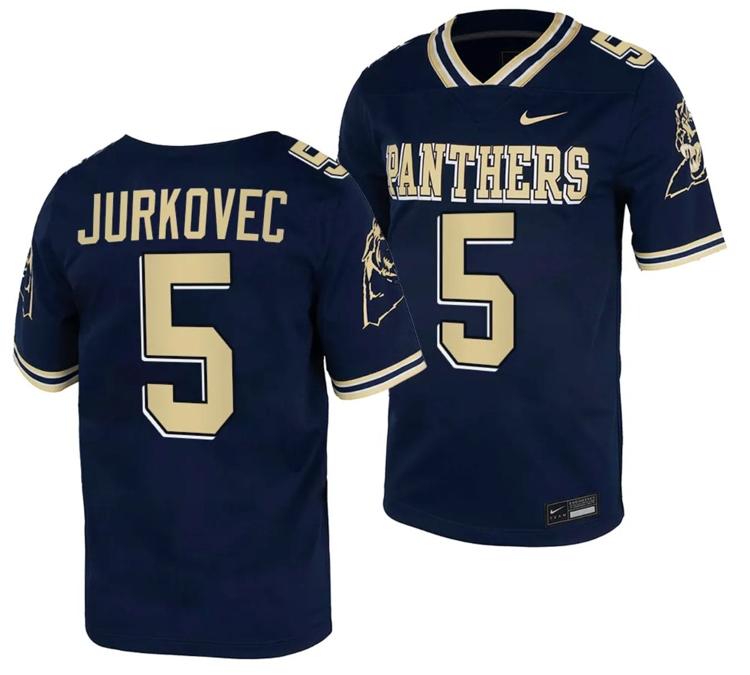 Men's Pitt Panthers Phil Jurkovec Jersey #5 Navy College Football Replica Uniform