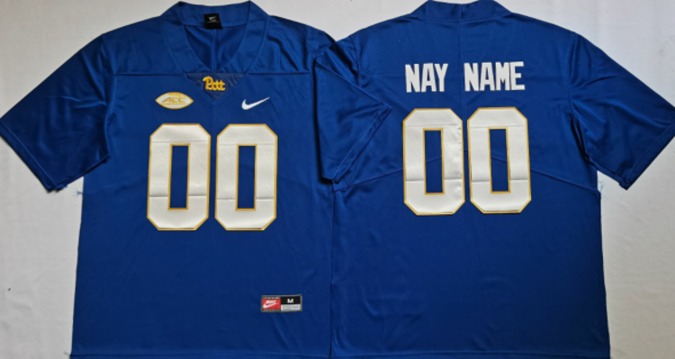 Men's Custom Pitt Panthers Football Jersey Name Number College Blue