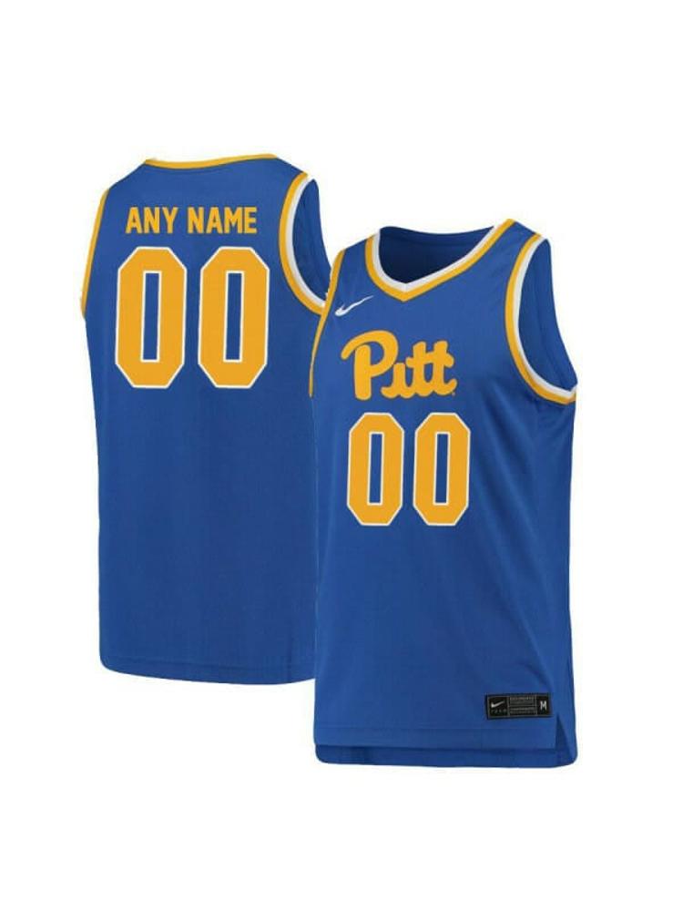 Men's Custom Pittsburgh Panthers Jersey College Basketball Name and Number Elite Blue