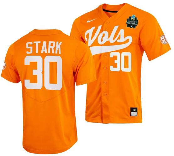 Men's Cal Stark Jersey Tennessee Volunteers #30 Orange 2023 NCAA Baseball College World Series OMAHA 8