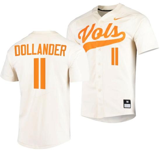 Men's Chase Dollander Jersey Tennessee Volunteers Baseball NCAA College 2023 MLB Draft Top prospects White #11