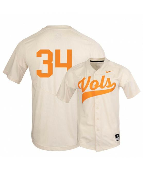 Men's Tennessee Volunteers 34 Garrett Crochet Elite White Baseball Jersey