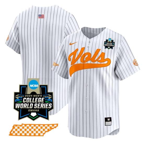 Men's Tennessee Volunteers Team Jersey 2024 College World Series Vapor Premier Limited NCAA Baseball Stitched Pinstripe